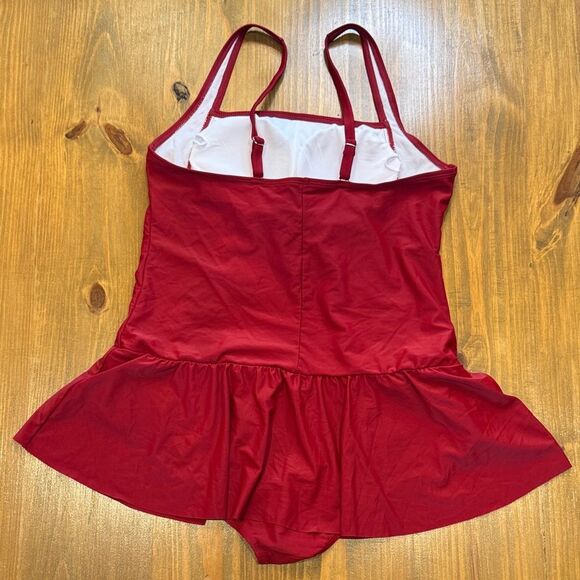 NWOT Womens Vintage Ruched Padded Tummy Control One Piece Swimsuits Swimdress XL - Picture 4 of 11